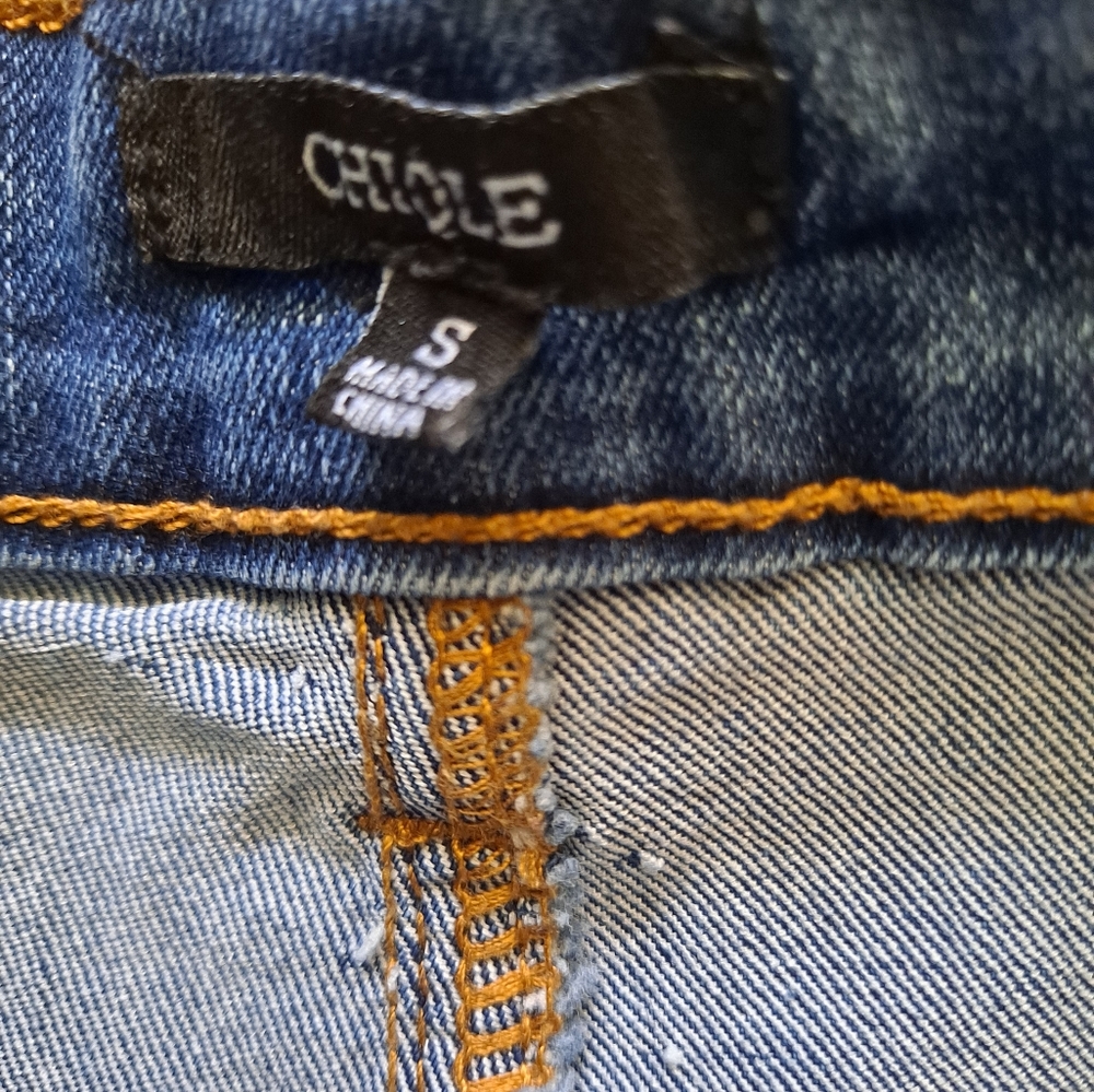 Chiqle short cuffed high waist button fly blue denim shorts - Picture 3 of 6